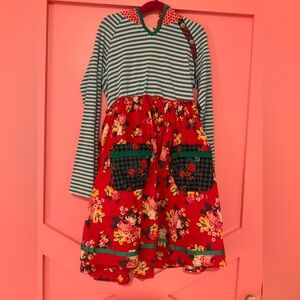 Matilda Jane Holiday LS Flower Dress w/ Hood Like New Size 12